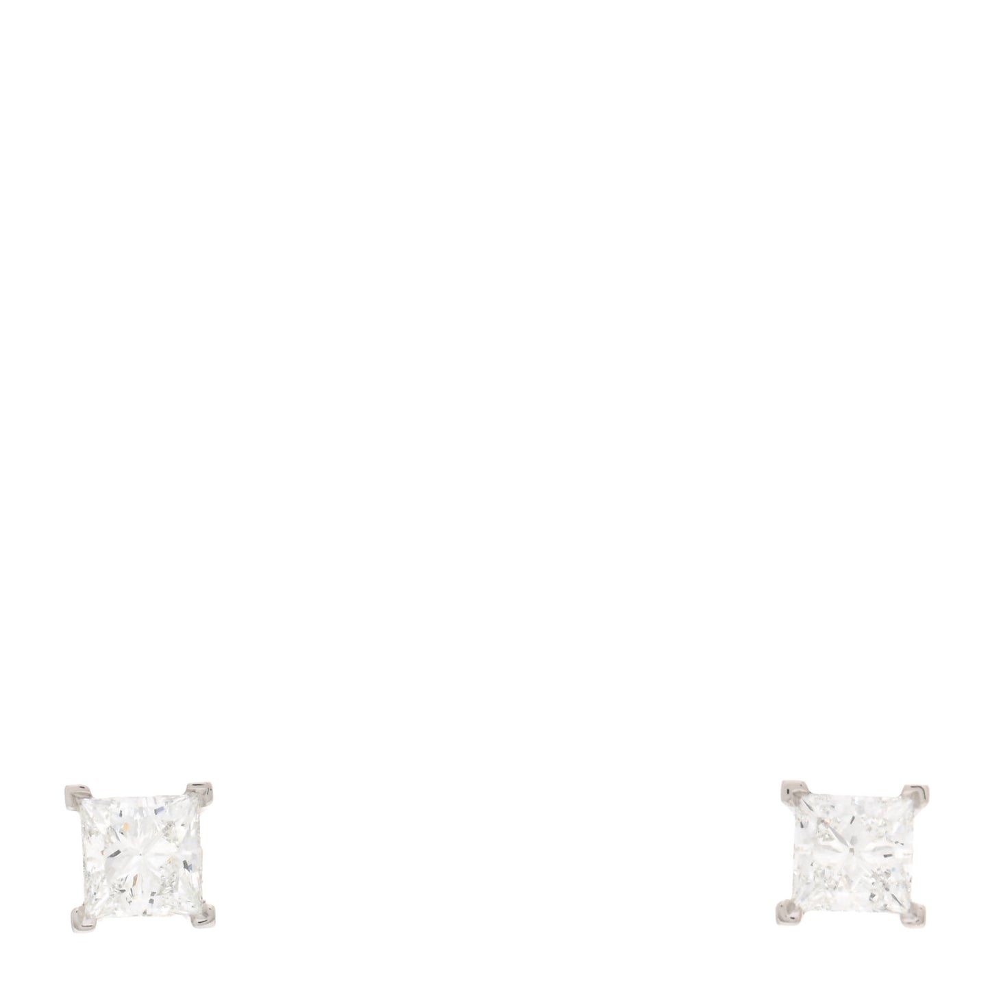 Platinum Diamond .77ctw Princess Cut Solitaire Earrings