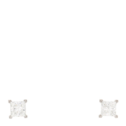 Tiffany Platinum Diamond .77ctw Princess Cut Solitaire Earrings 1 of 4