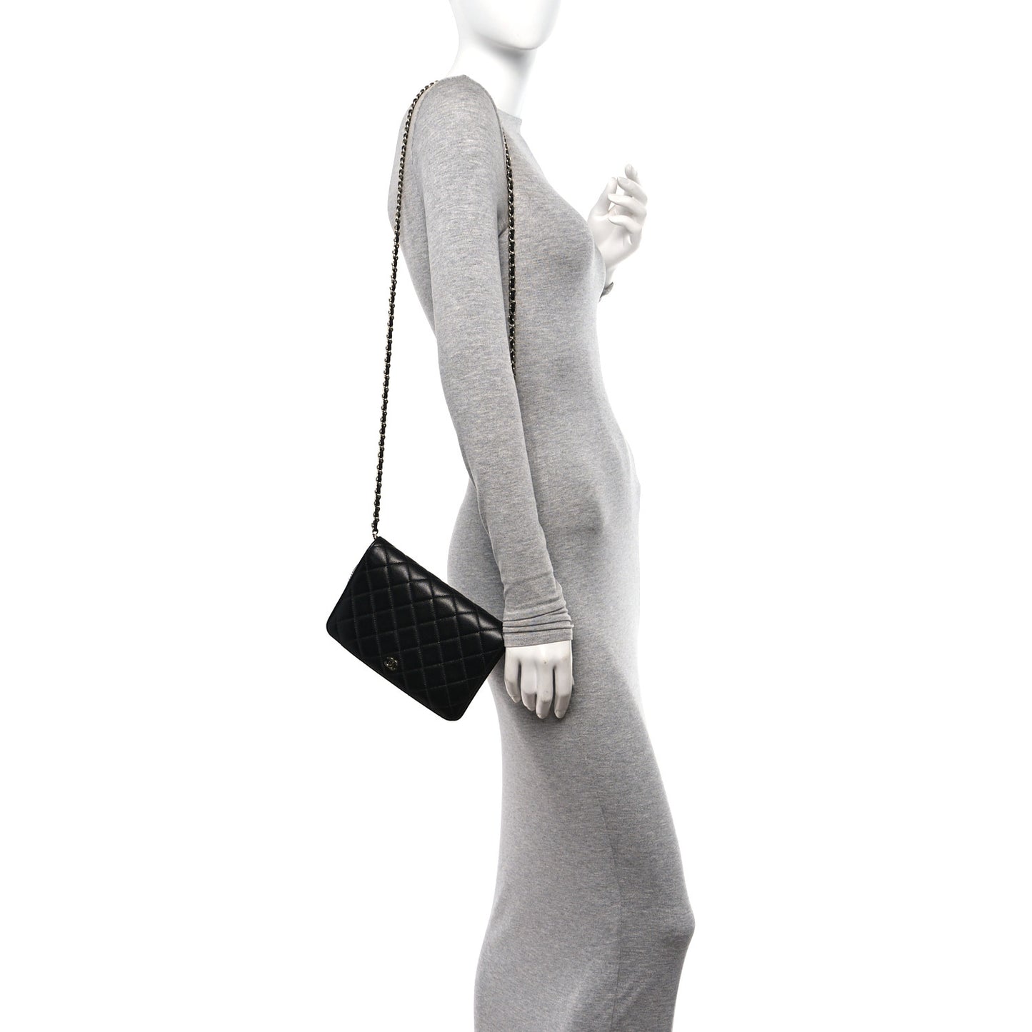Caviar Quilted Clutch With Chain  Black