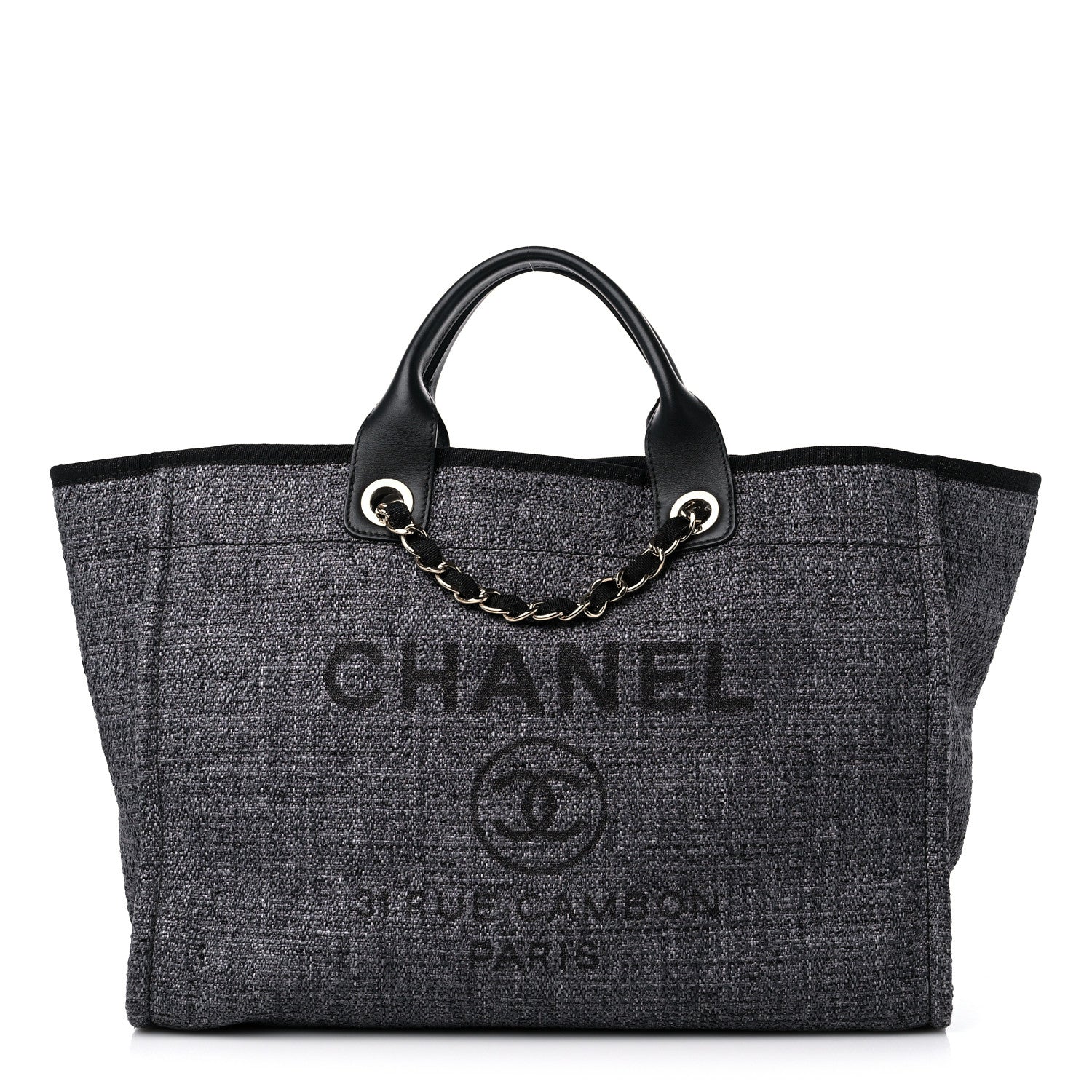Chanel Woven Straw Raffia Medium Deauville Tote Grey 1 of 9