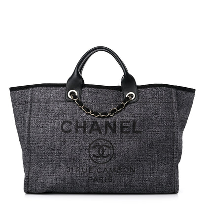 Chanel Woven Straw Raffia Medium Deauville Tote Grey 1 of 9