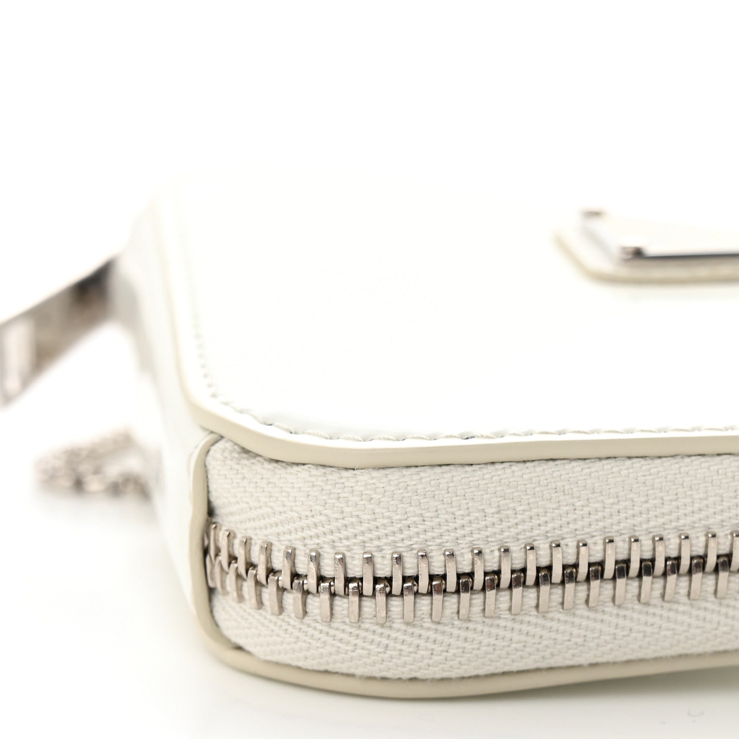 Prada Spazzolato Mini Triangle Chain Crossbody Pouch White 10 of 11