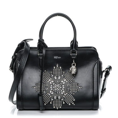 Alexander McQueen Smooth Calfskin Small Star Studded Skull Padlock Zip Around Tote Black 1 of 7
