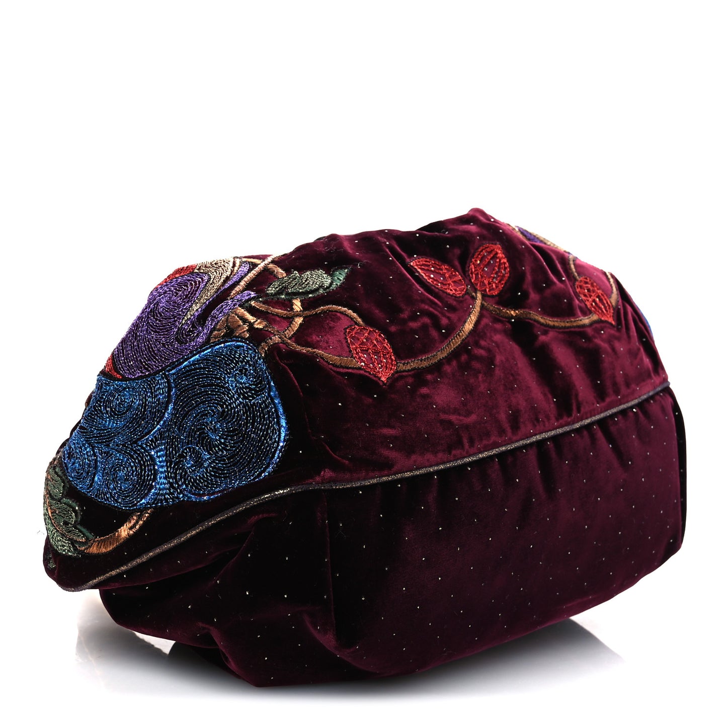 Velvet Embroidered Squirrel Spy Bordeaux Multicolor