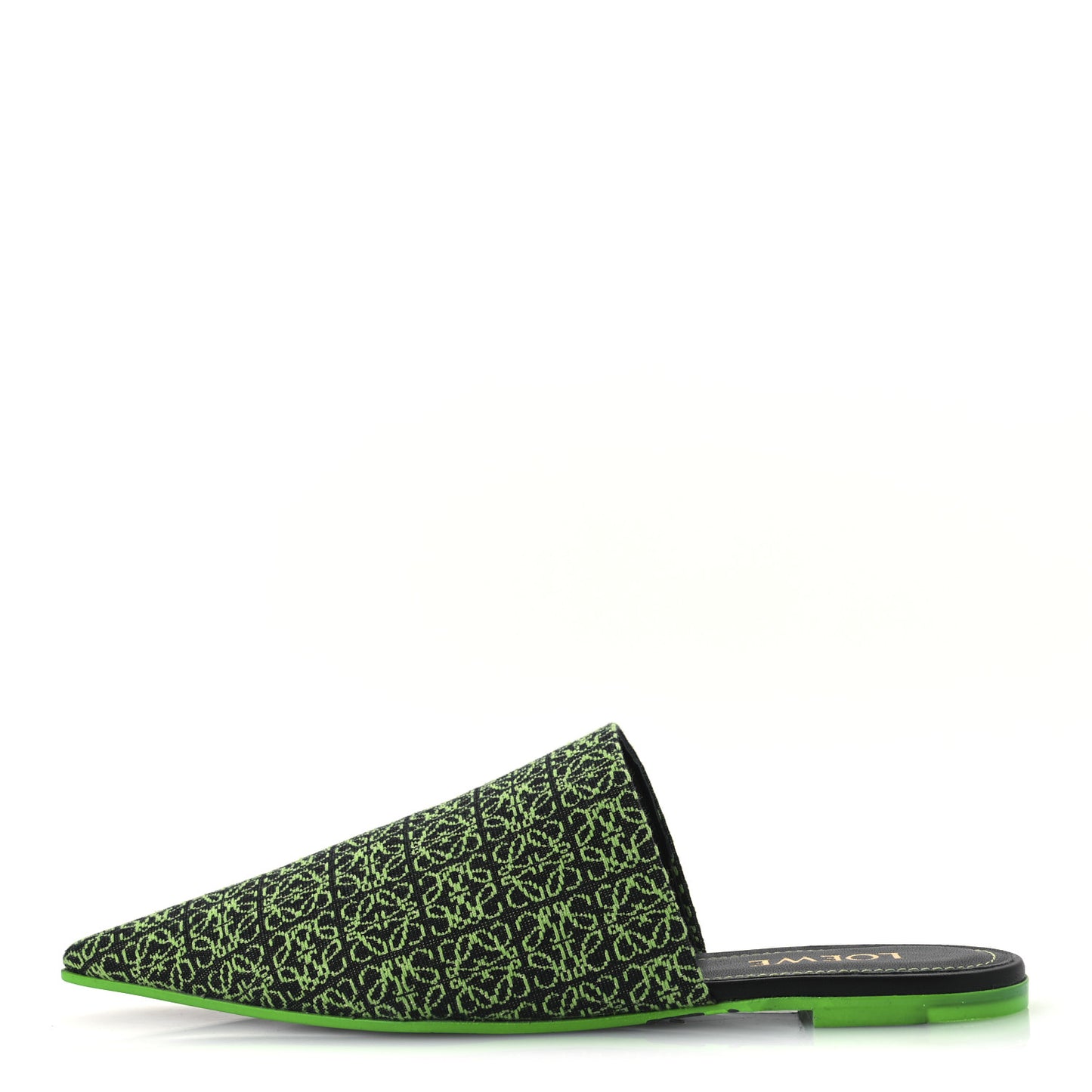 Jacquard Anagram Calfskin Pointy Mule Sandals 40 Apple Green
