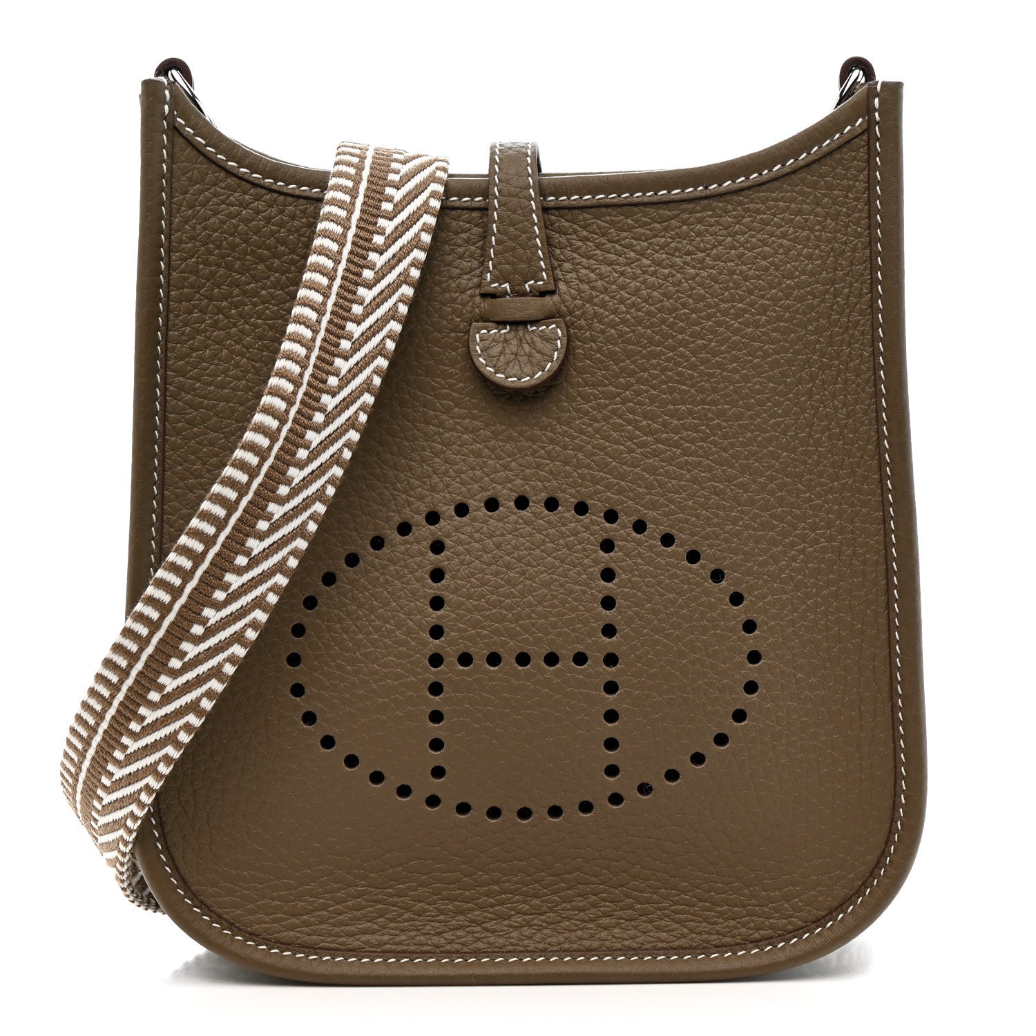 Hermes Taurillon Clemence Amazone Sangle Cavale Evelyne TPM Etoupe Gris Pale 1 of 11