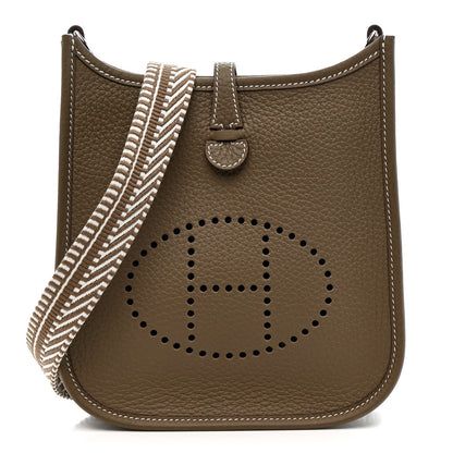 Hermes Taurillon Clemence Amazone Sangle Cavale Evelyne TPM Etoupe Gris Pale 1 of 11