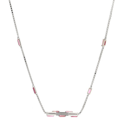 Gucci 18K White Gold Pink Tourmaline Link to Love Bar Necklace 1 of 5