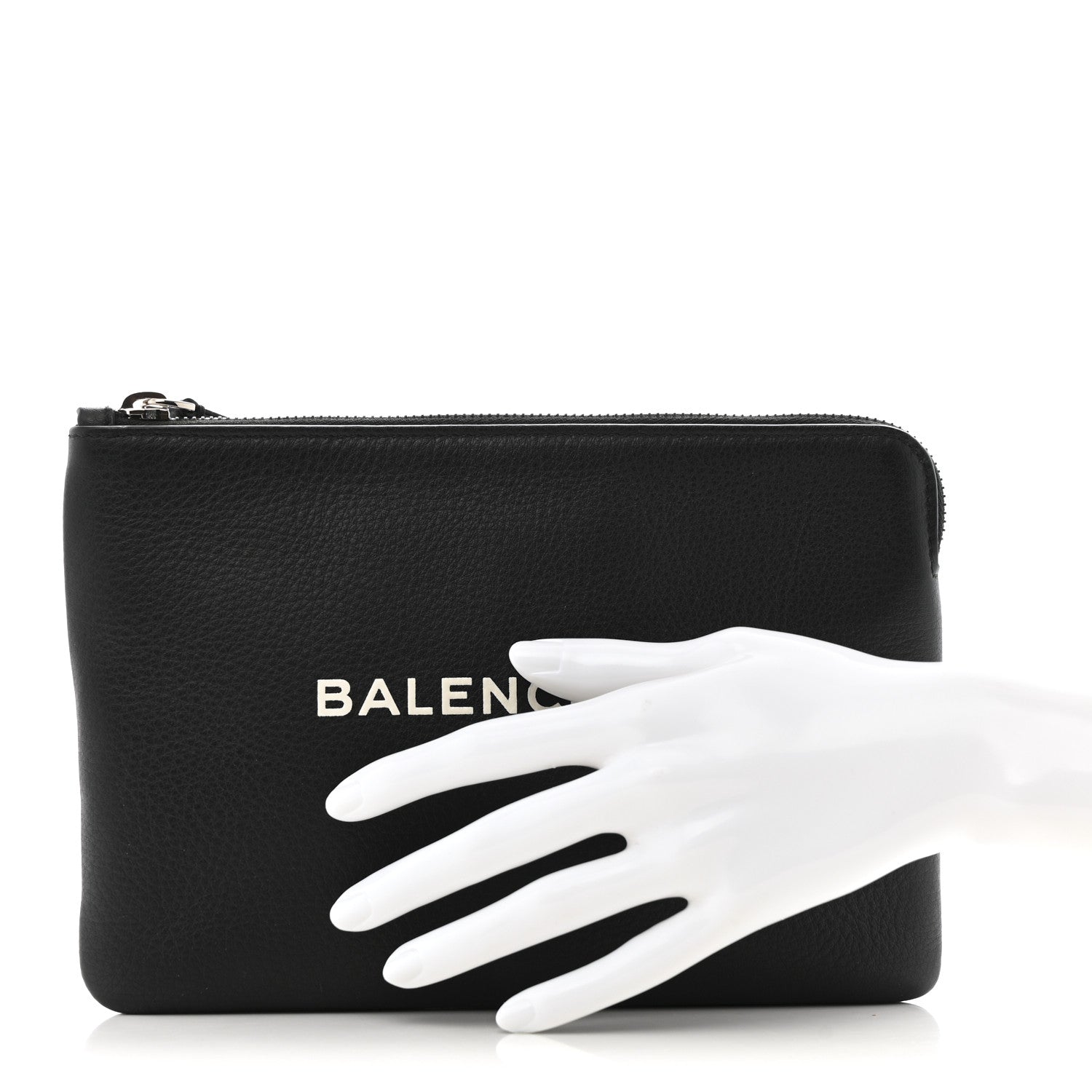 Balenciaga Calfskin Logo Medium Everyday Pouch Black 2 of 10