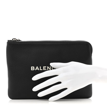 Balenciaga Calfskin Logo Medium Everyday Pouch Black 2 of 10