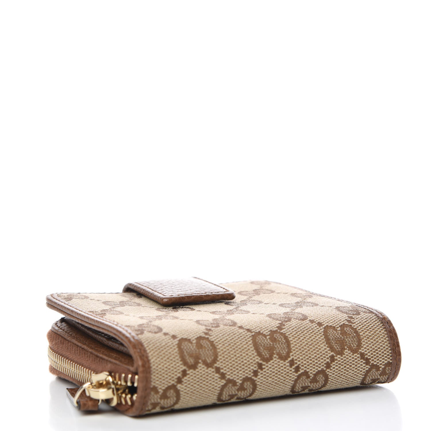 Gucci Monogram Dollar Calfskin Zip Around French Wallet Beige Ebony Tabacco 4 of 8
