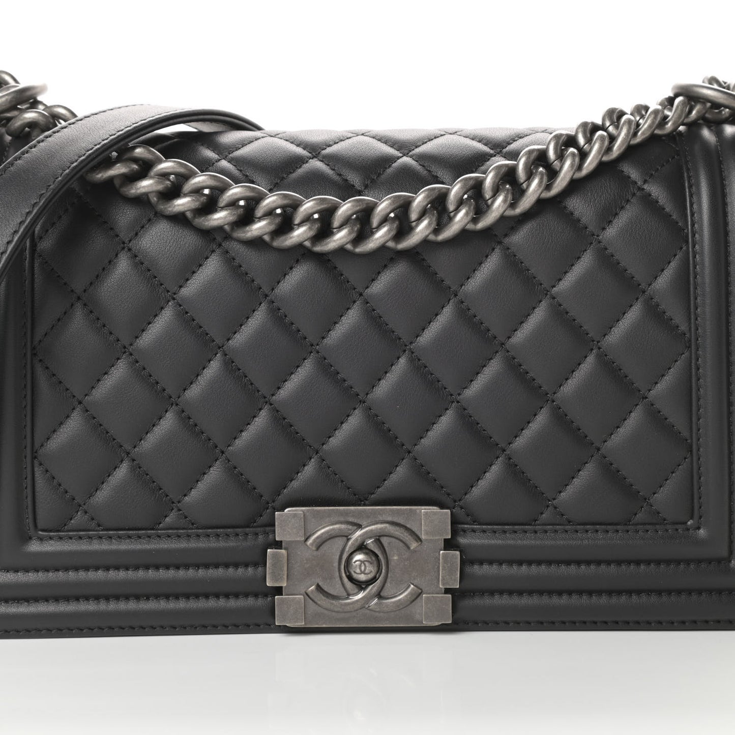Calfskin Quilted Medium Boy Flap Black