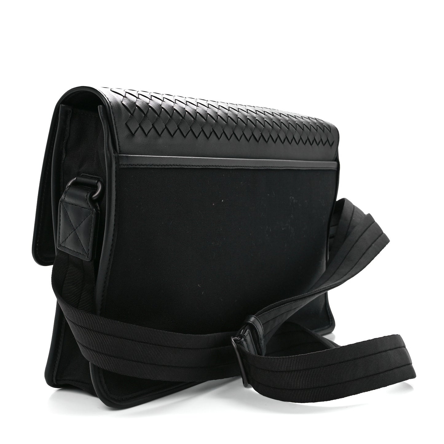 Canvas Calfskin Intrecciato Messenger Black