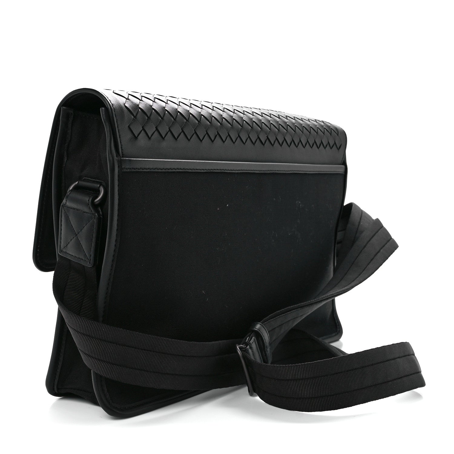 Bottega Veneta Canvas Calfskin Intrecciato Messenger Black 3 of 12