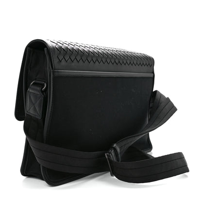 Bottega Veneta Canvas Calfskin Intrecciato Messenger Black 3 of 12