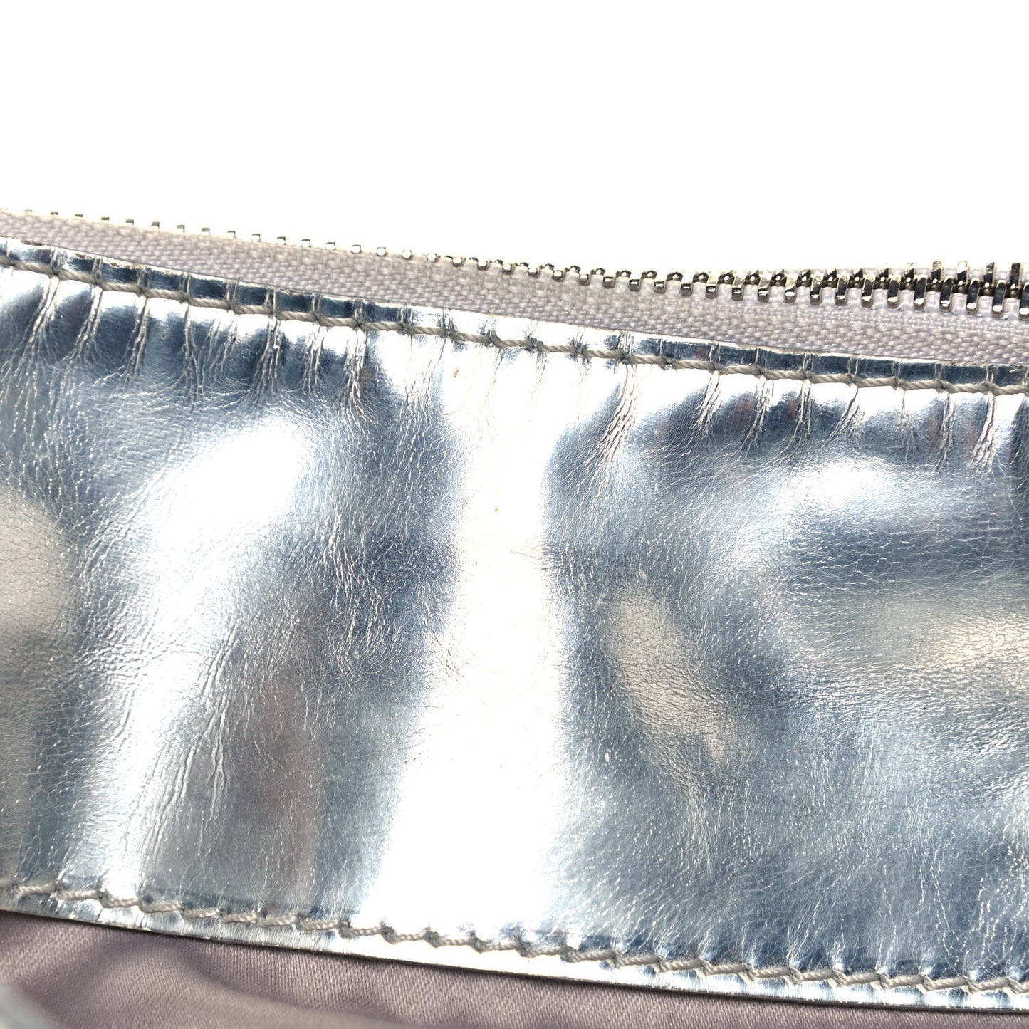 Metallic Patent House Check Sliced Beaton Silver