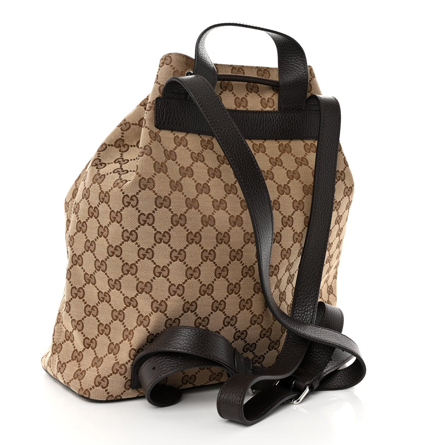 Gucci Monogram Dollar Calfskin O Drawstring Backpack Beige Ebony Testa di Moro Dark Chocolate 3 of 10