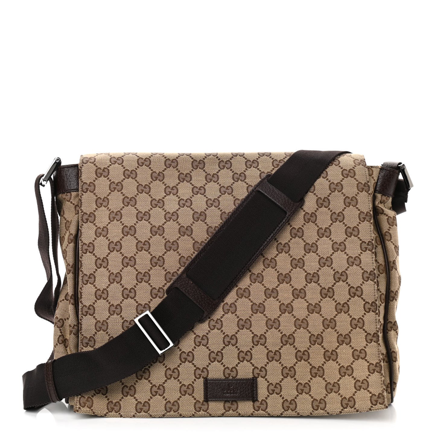 GG Monogram Medium Flap Messenger Bag Beige Dark Brown