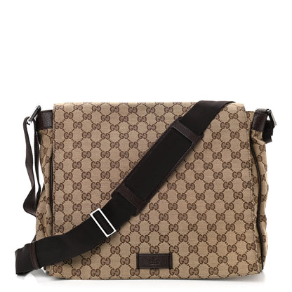 Gucci GG Monogram Medium Flap Messenger Bag Beige Dark Brown 1 of 10