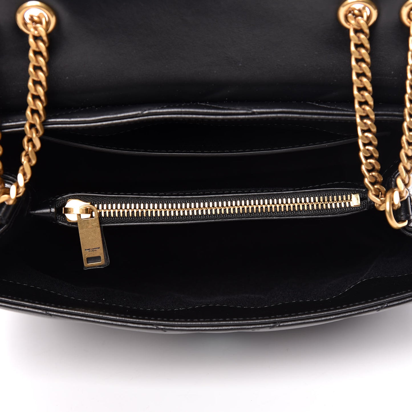 Calfskin Y Quilted Monogram Small Loulou Chain Satchel Black