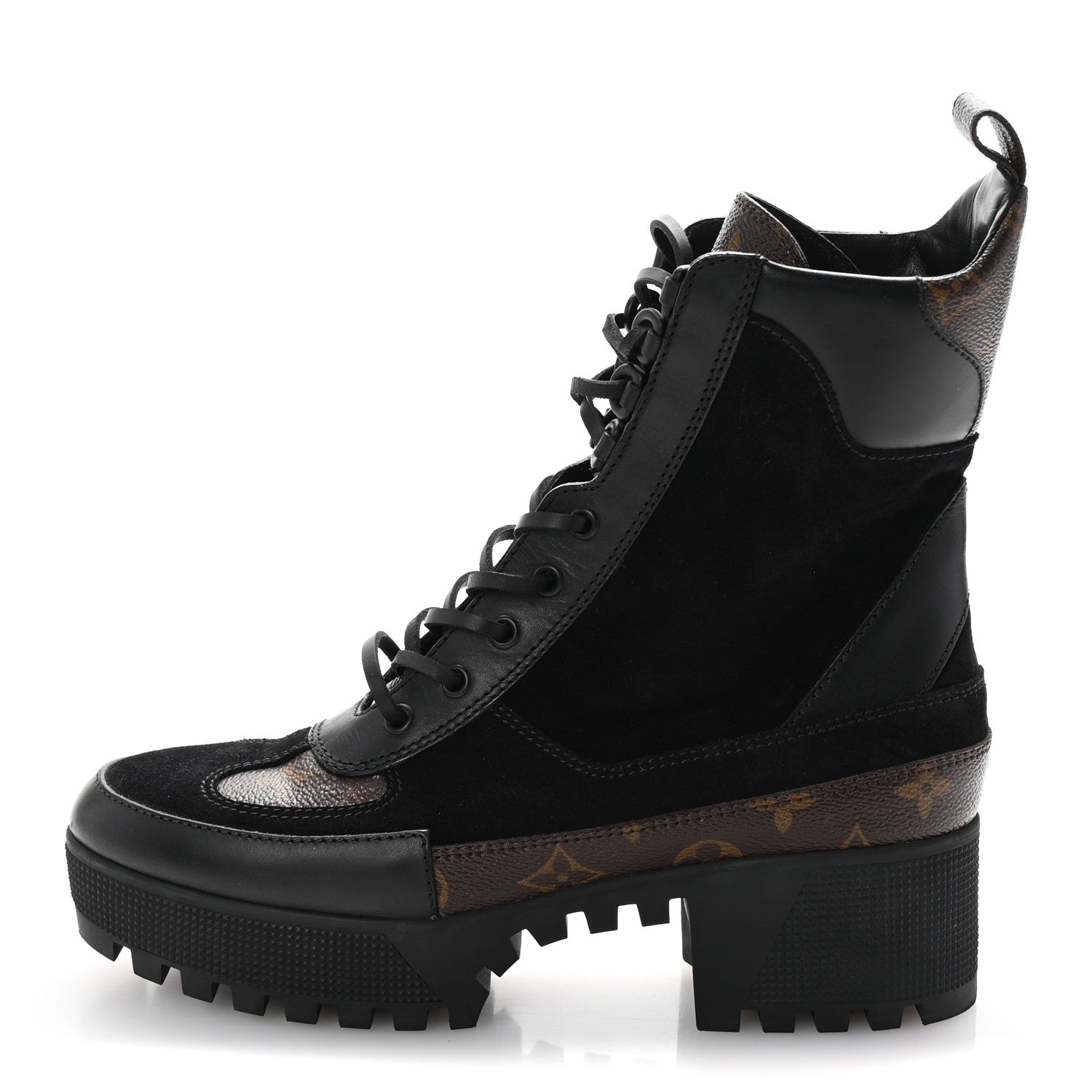 Louis Vuitton Suede Calfskin Monogram Laureate Platform Desert Boots 40 Black 1 of 9
