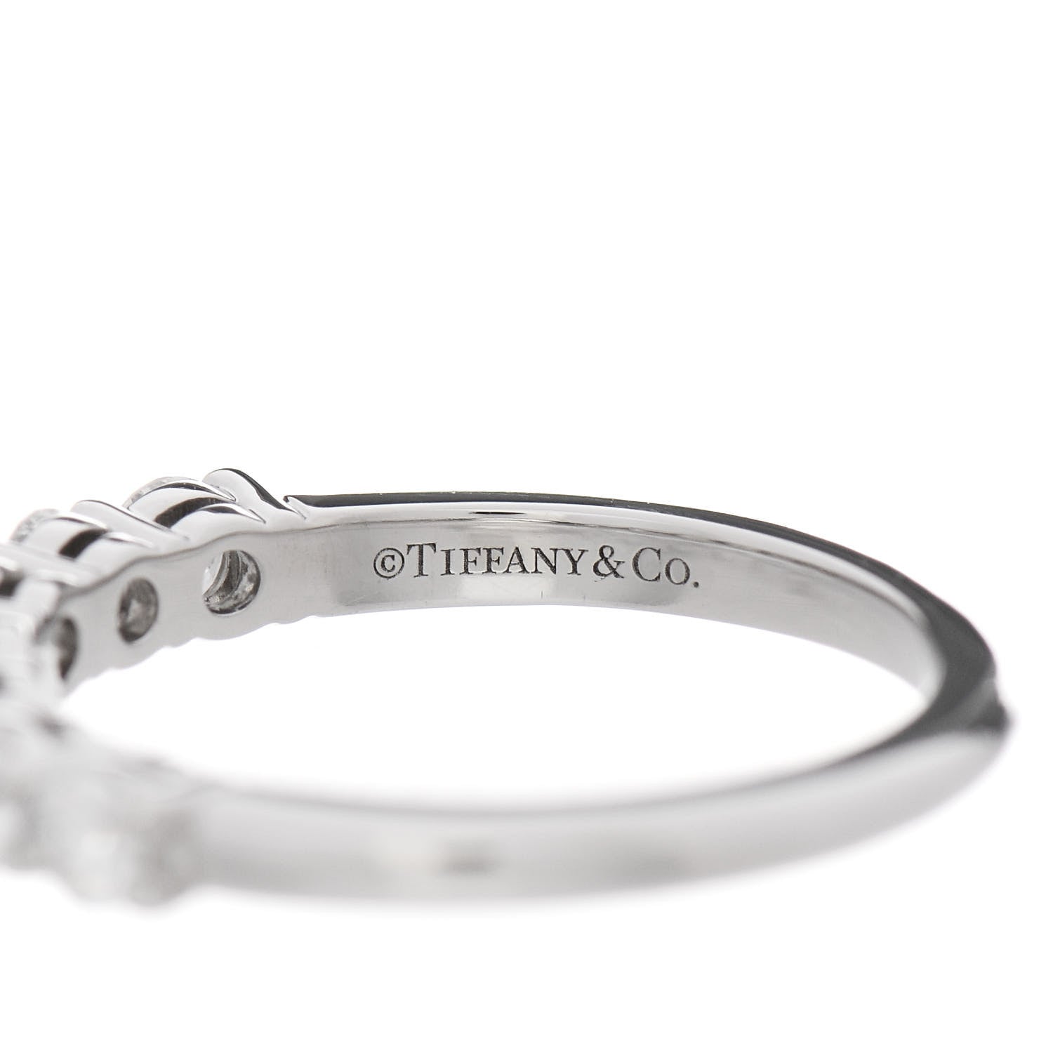 Tiffany Platinum Diamond 3mm Half Circle Embrace Band Ring 50 5.25 3 of 4
