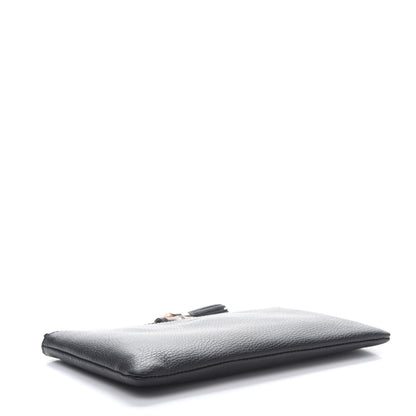Gucci Pebbled Calfskin Large Bamboo Clutch Black 4 of 11
