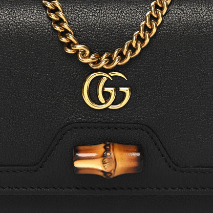 Gucci Wonka Grain Calfskin Diana Chain Wallet Black 9 of 11