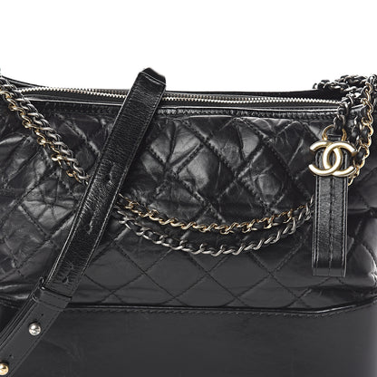 Chanel Aged Calfskin Quilted Medium Gabrielle Hobo Black 7 of 9