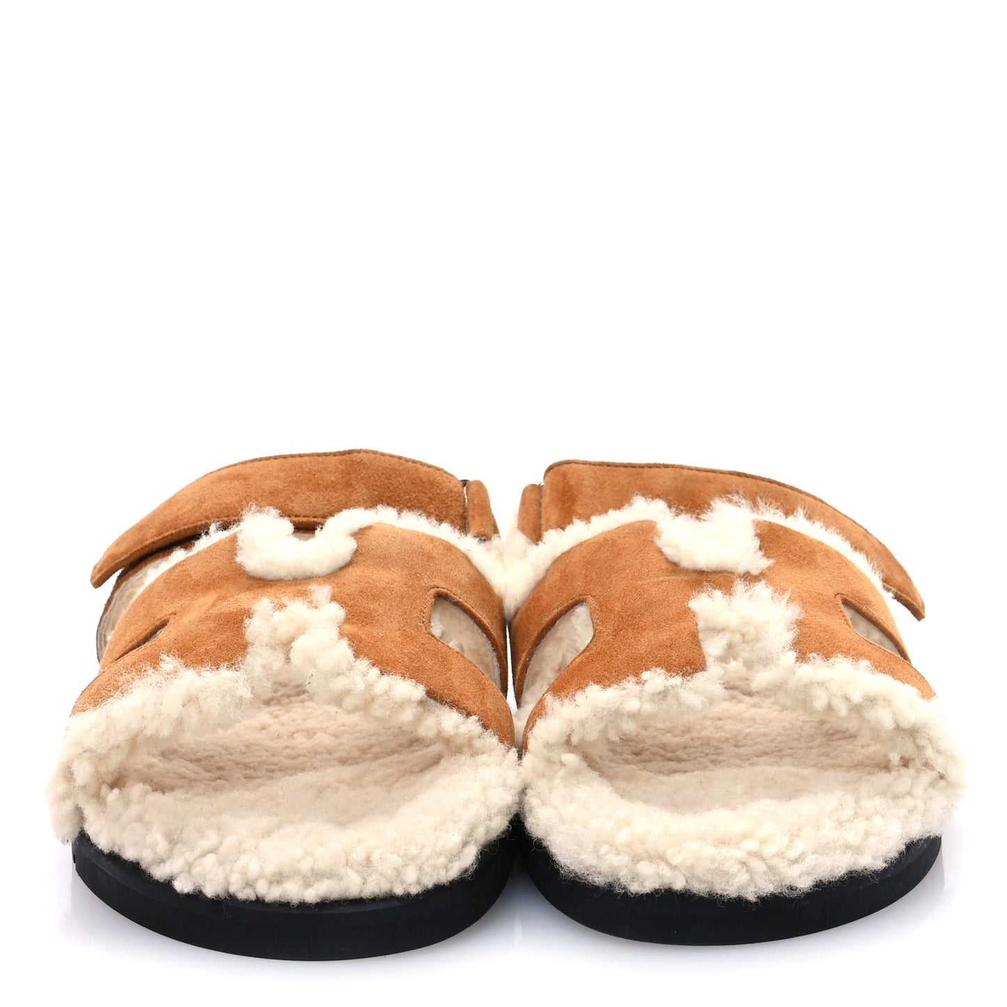 Suede Goatskin Woolskin Womens Chypre Sandals 39 Brun Fume Ecru