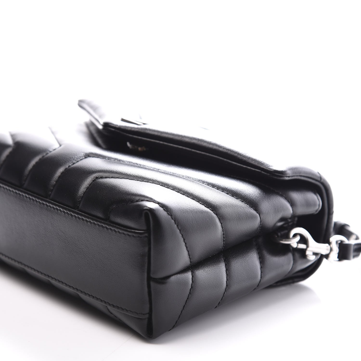 Saint Laurent Calfskin Y Quilted Monogram Toy Loulou Crossbody Bag Black 9 of 11