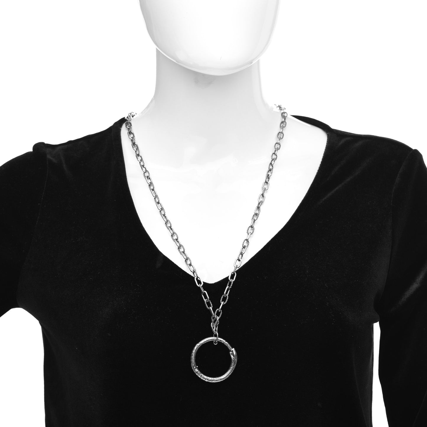 Sterling Silver Garden Ouroboros Snake Pendant Necklace