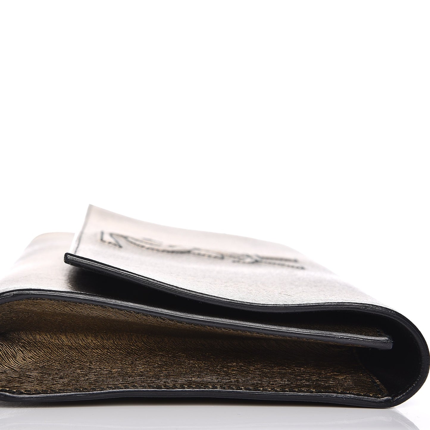 Metallic Pony Hair Calfskin Embossed Large Belle De Jour Clutch Bronze