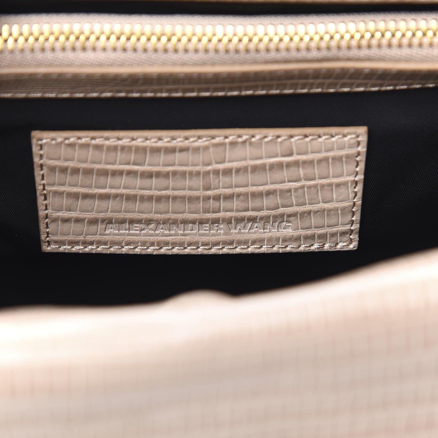 Alexander Wang Crocodile Lizard Embossed Calfskin Tri-Fold Shoulder Bag Almond 6 of 9