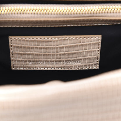 Alexander Wang Crocodile Lizard Embossed Calfskin Tri-Fold Shoulder Bag Almond 6 of 9