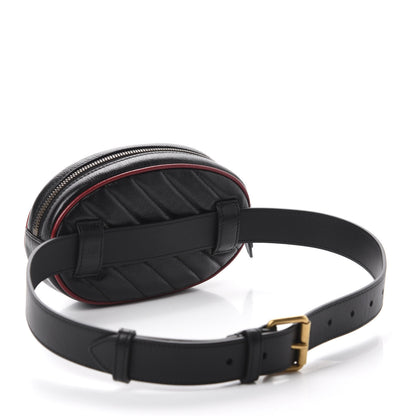 Gucci Azalea Calfskin Matelasse Diagonal Torchon GG Marmont Belt Bag 75 30 Black Romantic Cerise 3 of 11