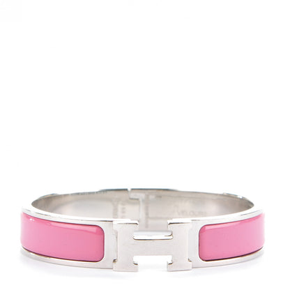 Hermes Narrow Enamel Clic Clac H Bracelet PM Rose Velours 1 of 5