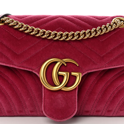 Gucci Velvet Matelasse Small GG Marmont Shoulder Bag Light Raspberry Rose 8 of 11