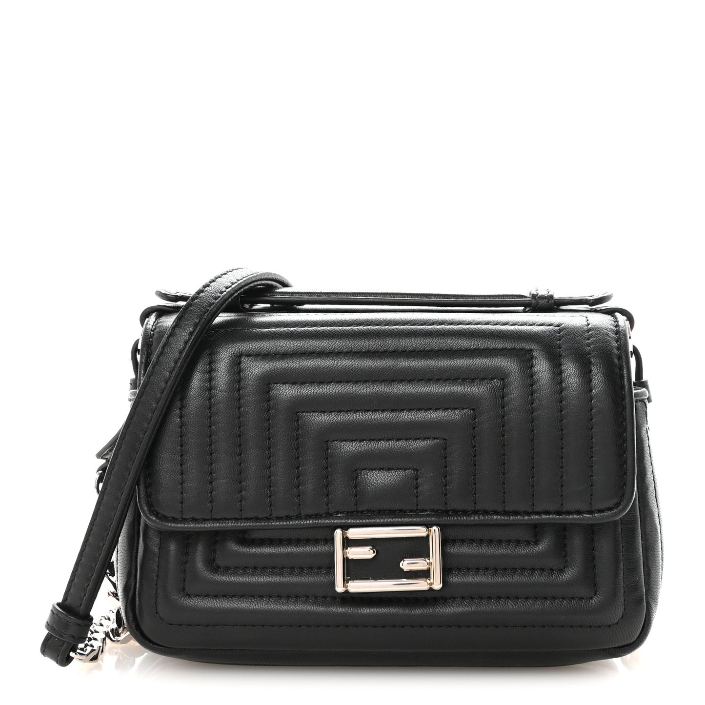 Shiny Nappa Trapuntata Micro Double Baguette Black