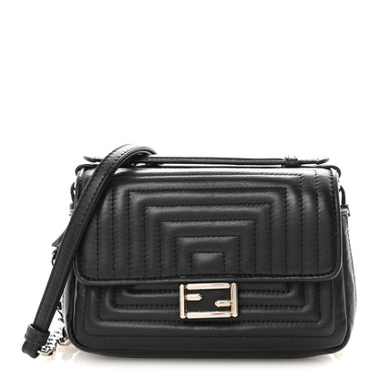Fendi Shiny Nappa Trapuntata Micro Double Baguette Black 1 of 9