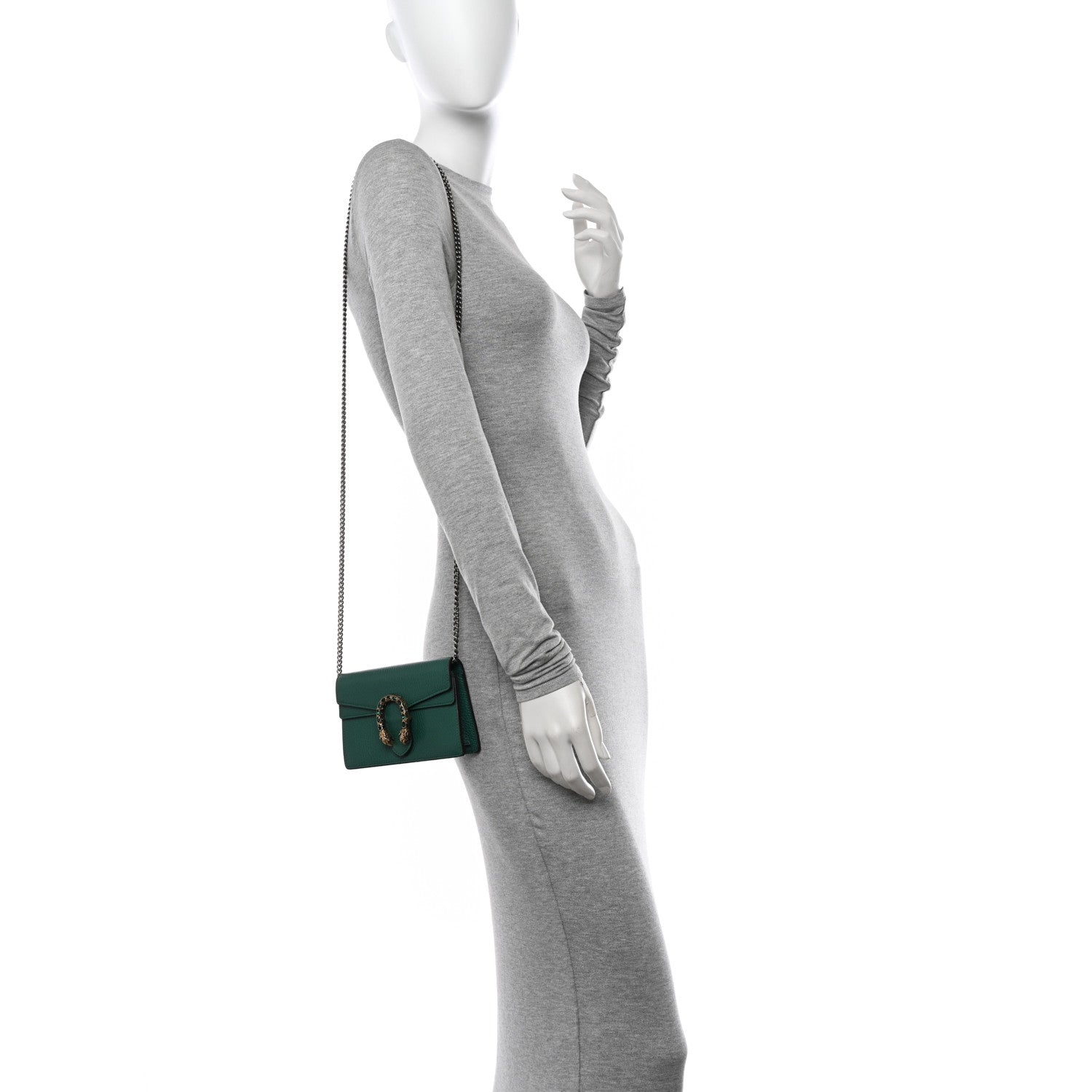 Gucci Dollar Calfskin Crystal Super Mini Dionysus Shoulder Bag Emerald 2 of 9