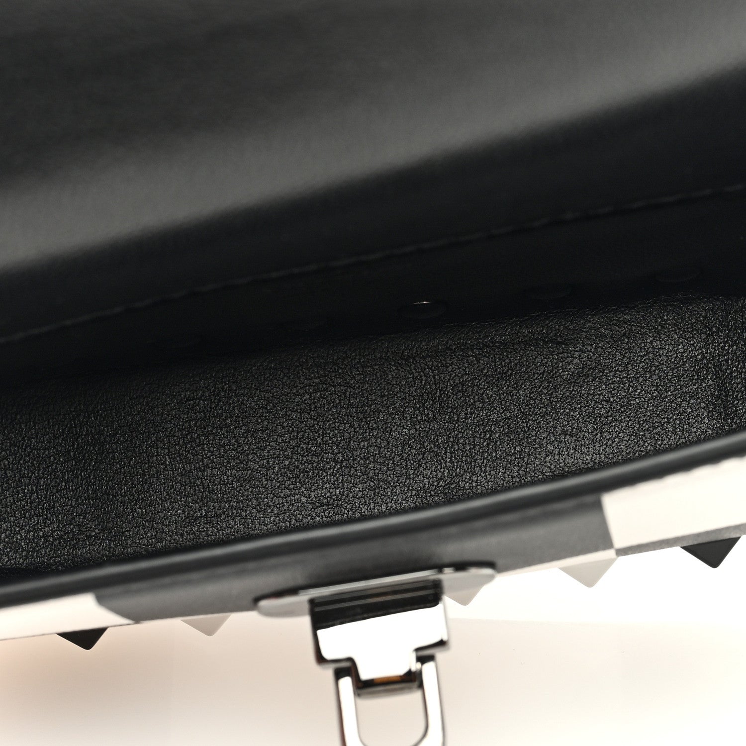 Valentino Garavani Vitello Chess Mini Rockstud Flip Lock Crossbody Bag Black White 5 of 8