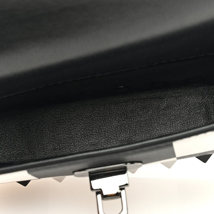 Valentino Garavani Vitello Chess Mini Rockstud Flip Lock Crossbody Bag Black White 5 of 8