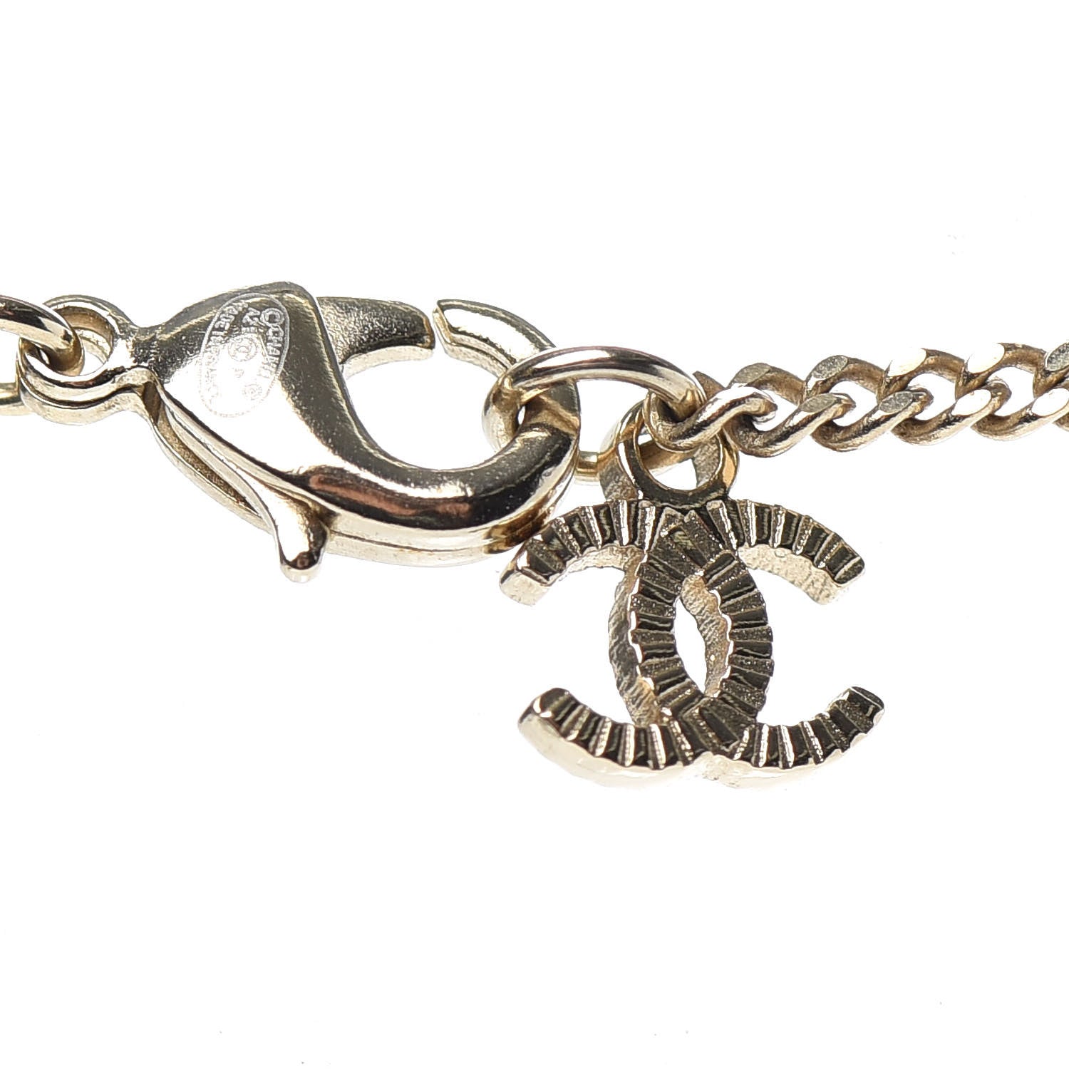 Chanel Crystal CC Logo Pendant Necklace Gold 5 of 6