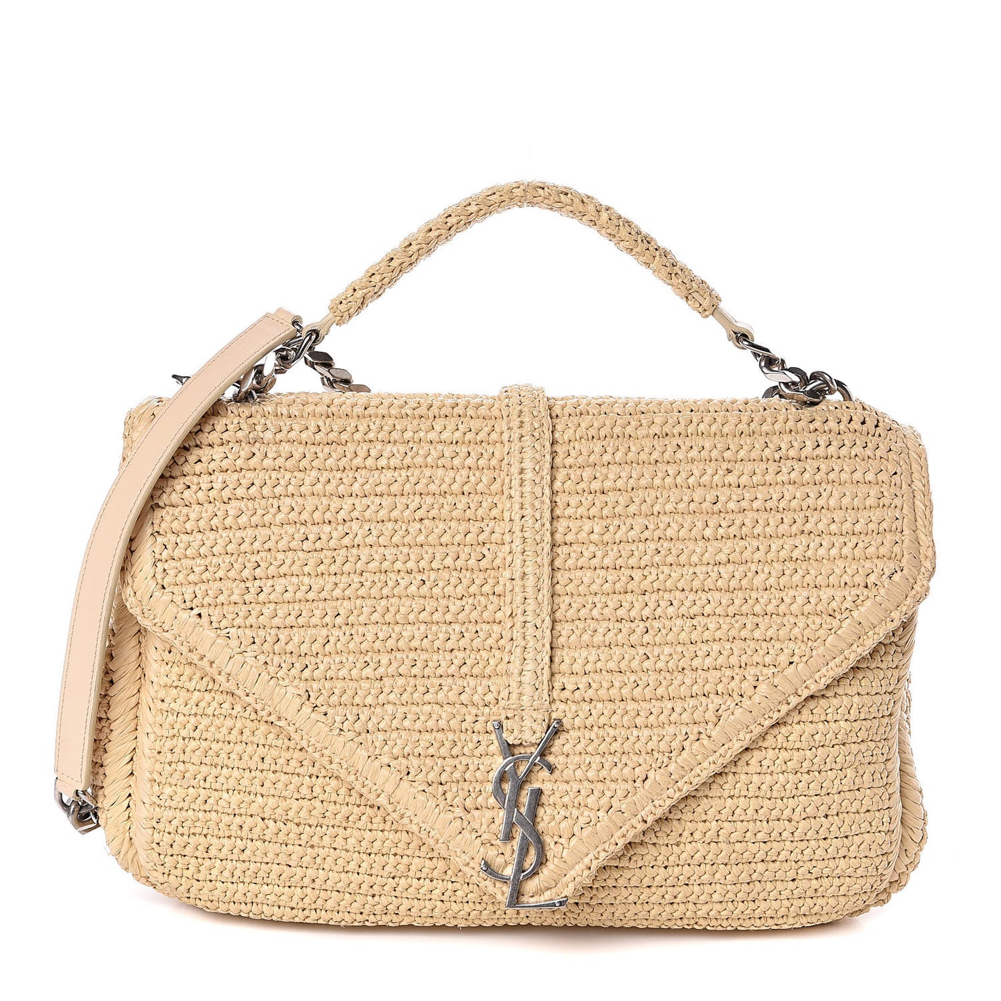 Raffia Monogram Large College Satchel Naturale