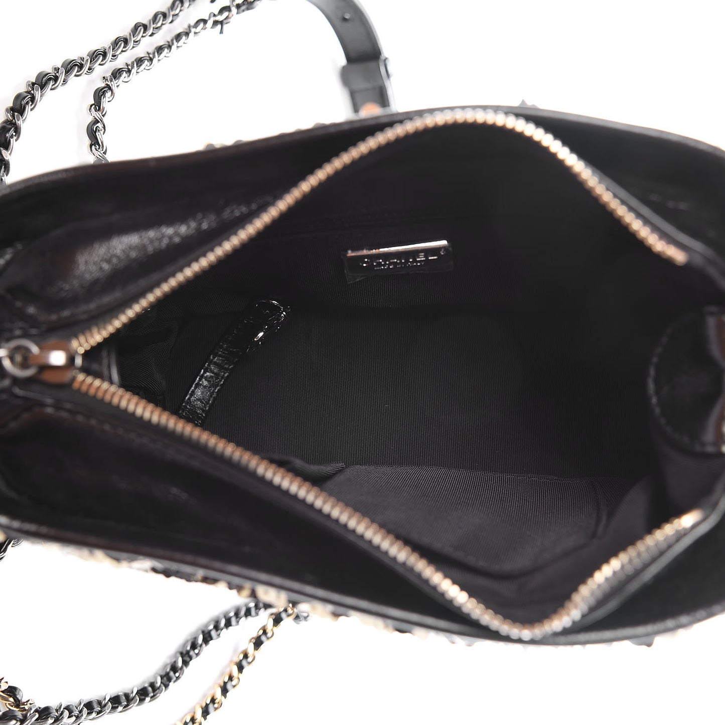 Sequin Calfskin Small Gabrielle Hobo Black Gold
