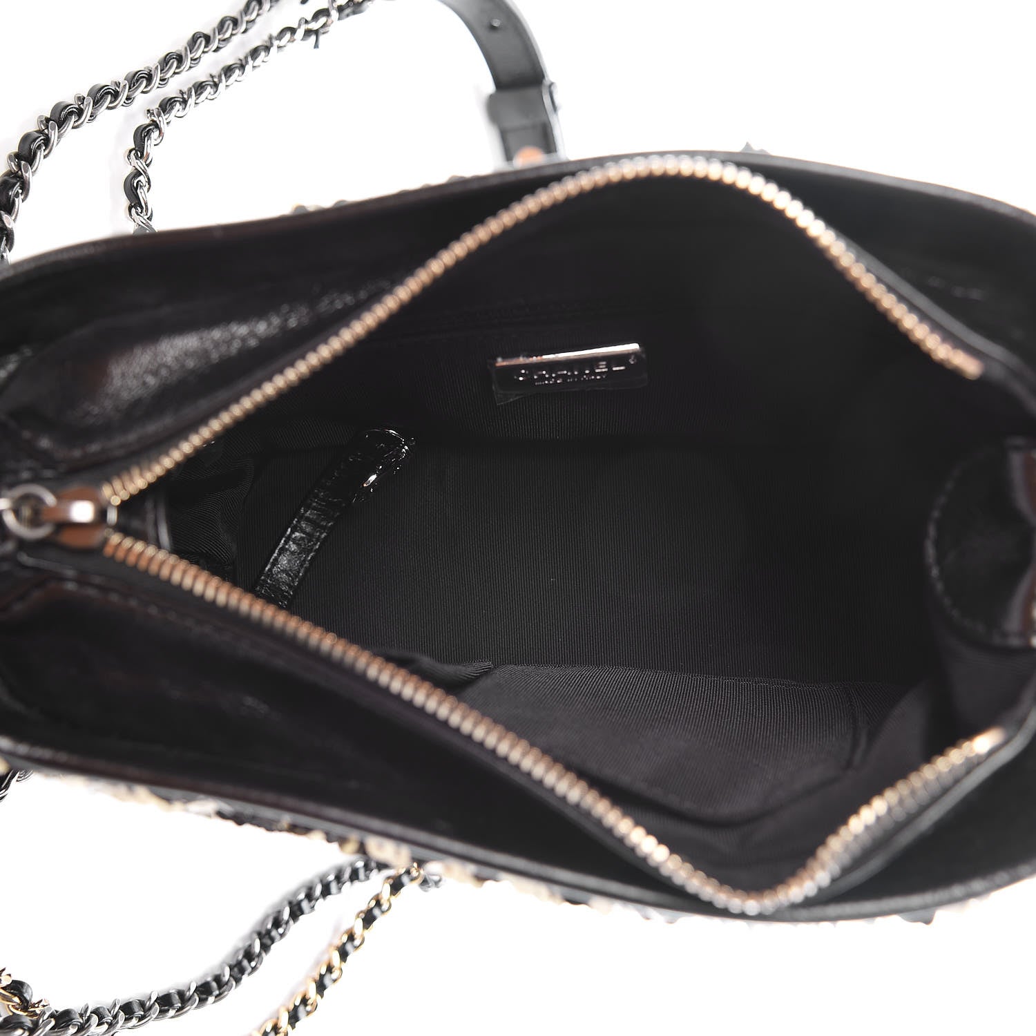 Chanel Sequin Calfskin Small Gabrielle Hobo Black Gold 5 of 9