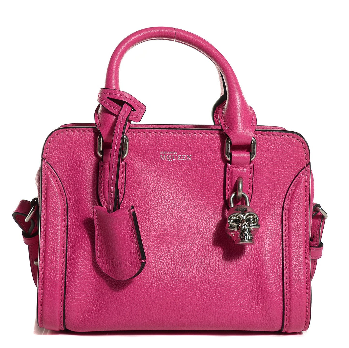 Pebbled Calfskin Mini Padlock Tote Bouganville