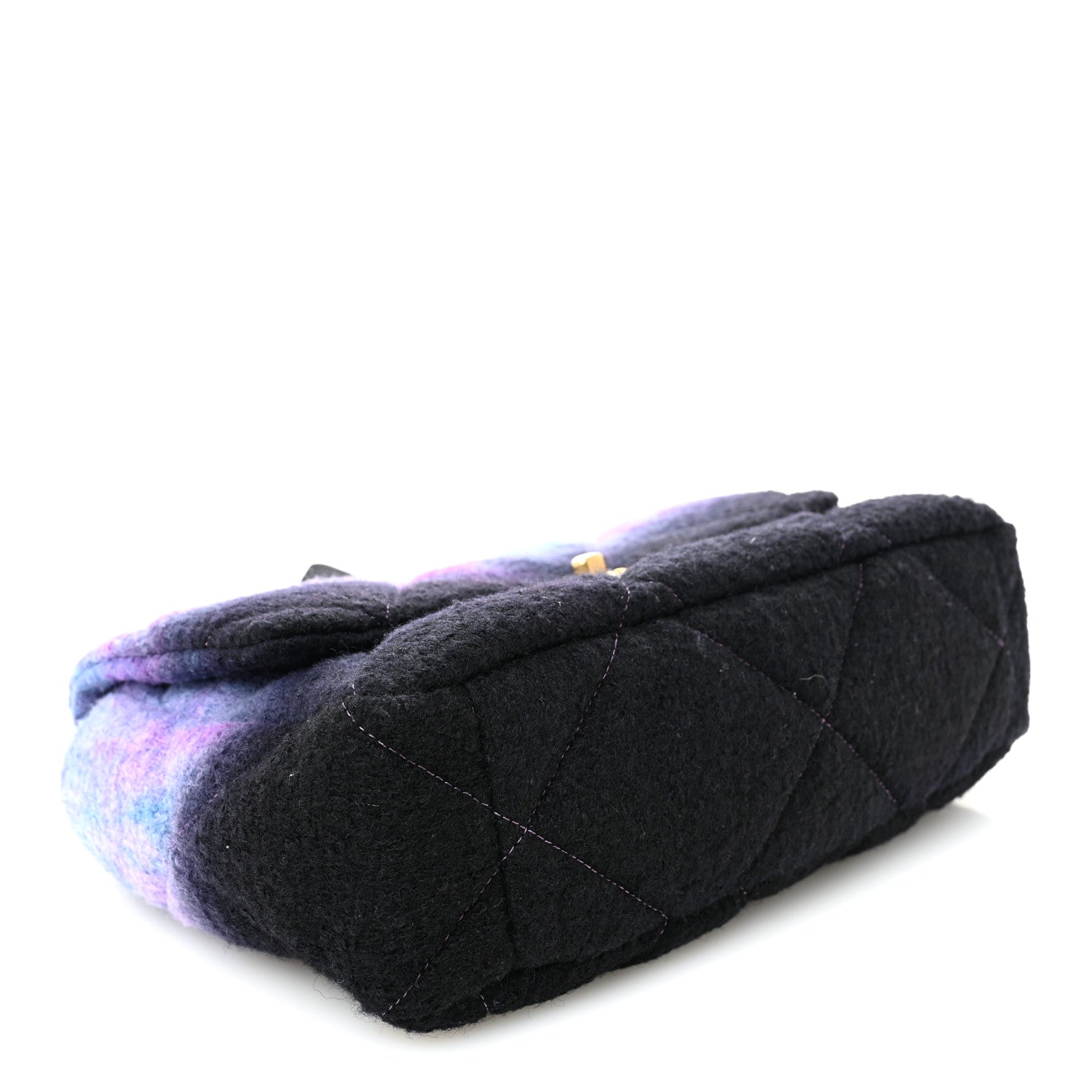 Chanel Wool Tweed Quilted Large Chanel 19 Flap Purple Black Blue 4 of 11