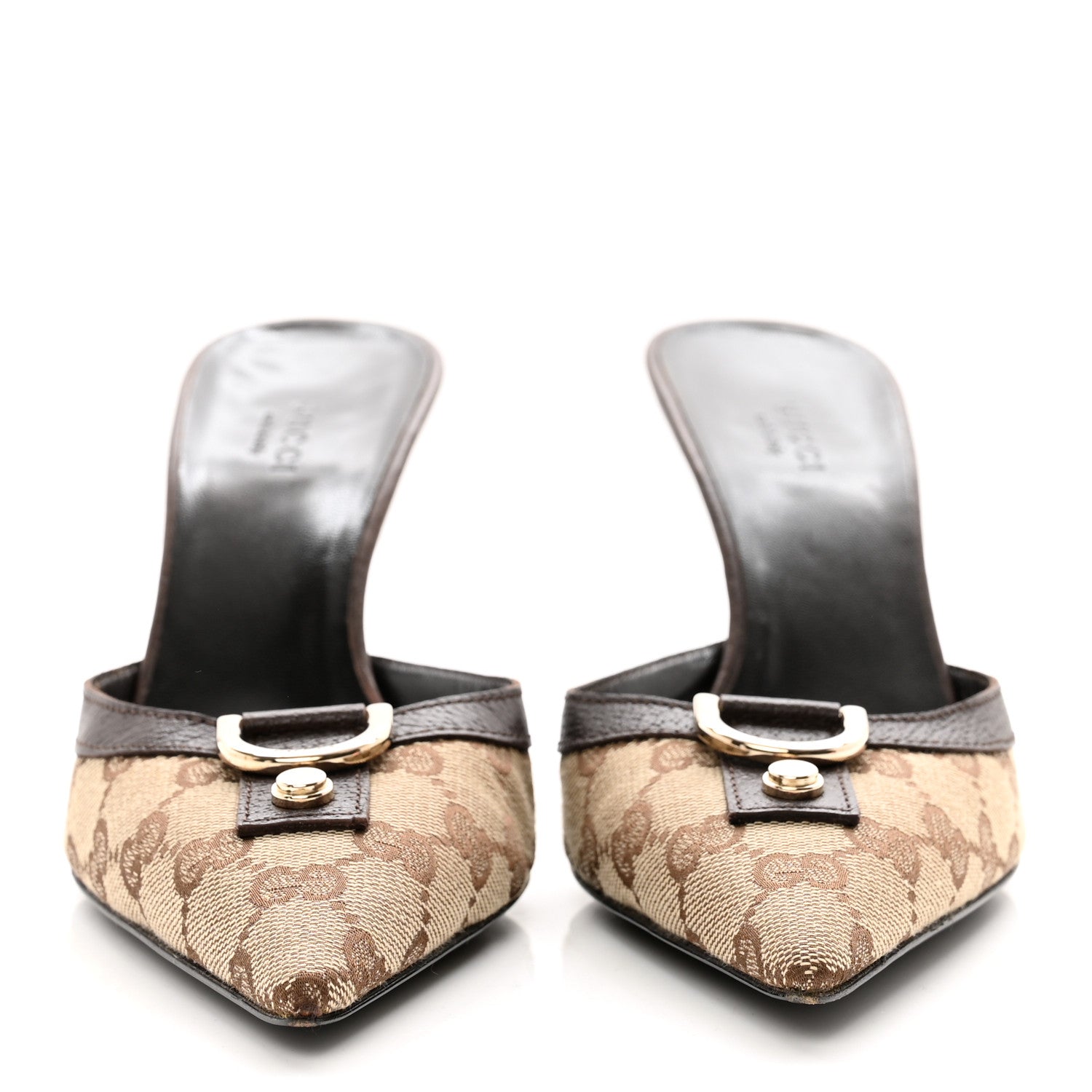 Gucci Monogram D Ring Mules 7 Brown 2 of 9